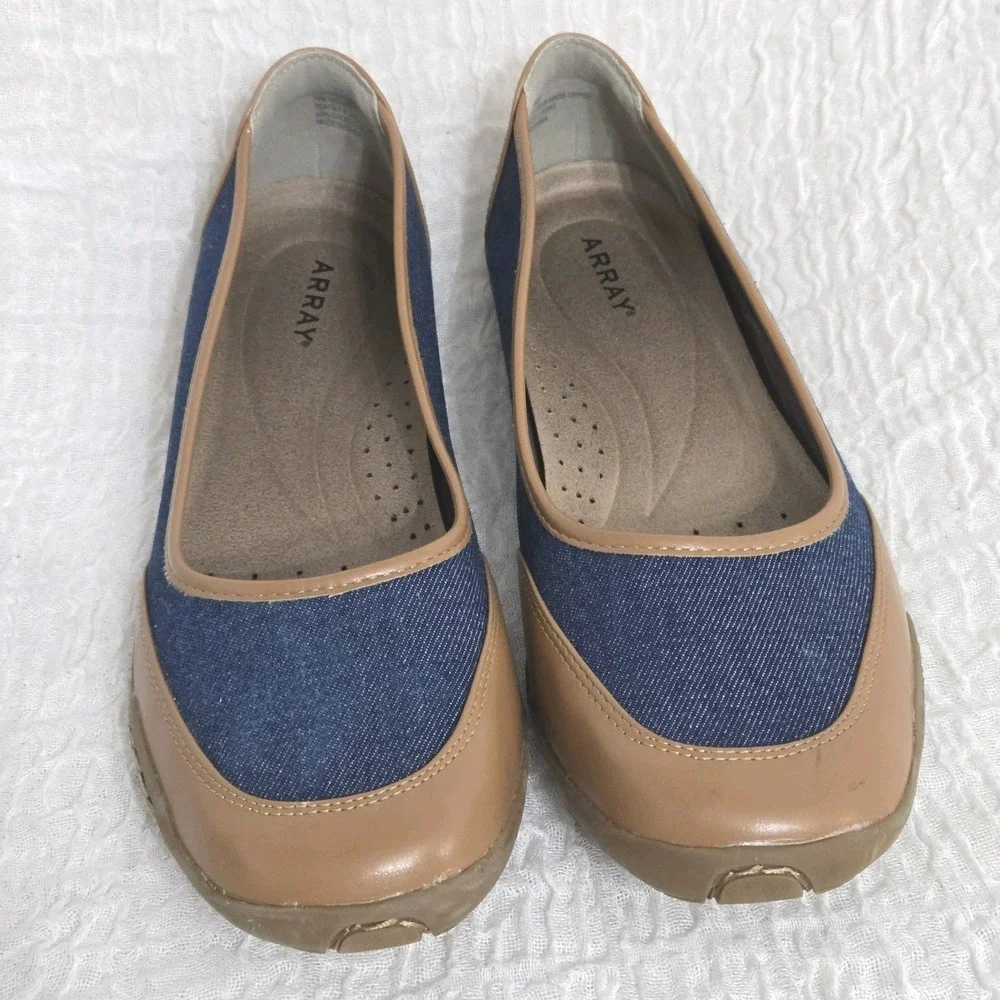 Array Cascade Flats Driving Shoes Womens Sz 11M‎ Denim Brown Padded Insole Comfy
